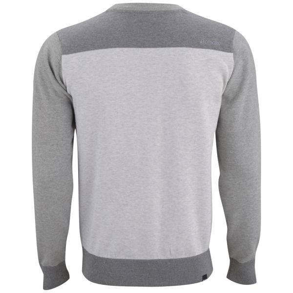 Bench Mens Imam Crew Neck Knit   Pale Grey Marl      Mens Clothing