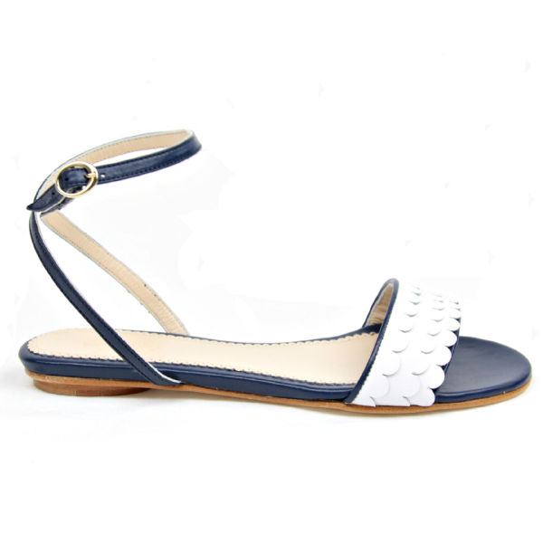 navy and cream sandals