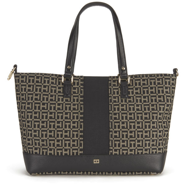 Tommy Hilfiger Women's Woven Print Vanessa Tote Bag - Black Clothing ...