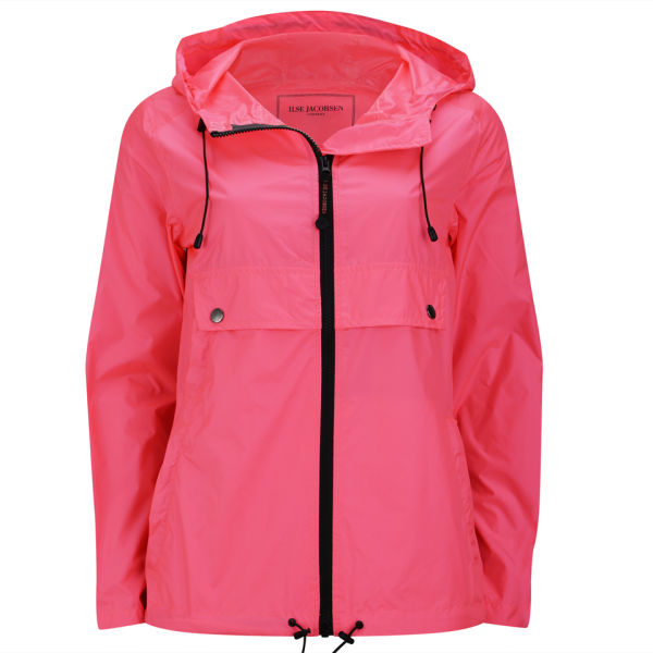 Ilse Jacobsen Women's Short Rain Jacket - Neon Coral Womens Clothing ...