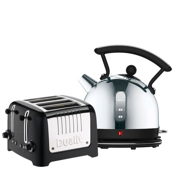 Dualit Dome Kettle and 4 Slot Toaster Bundle Black Free UK Delivery