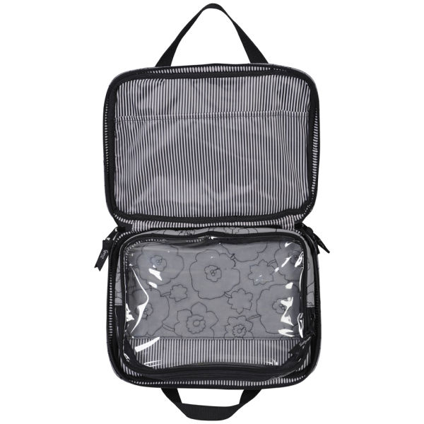 Thirty One Double Zip Cosmetic Bag Grey Quilted Poppy Womens Thirty One Double Zip Cosmetic Bag Grey Quilted Poppy Image 3