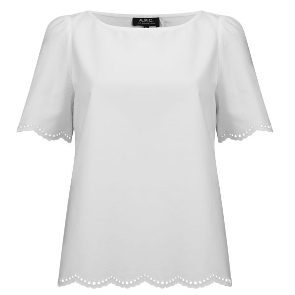 A.P.C. Women's Embroidered Top - White - Free UK Delivery over £50