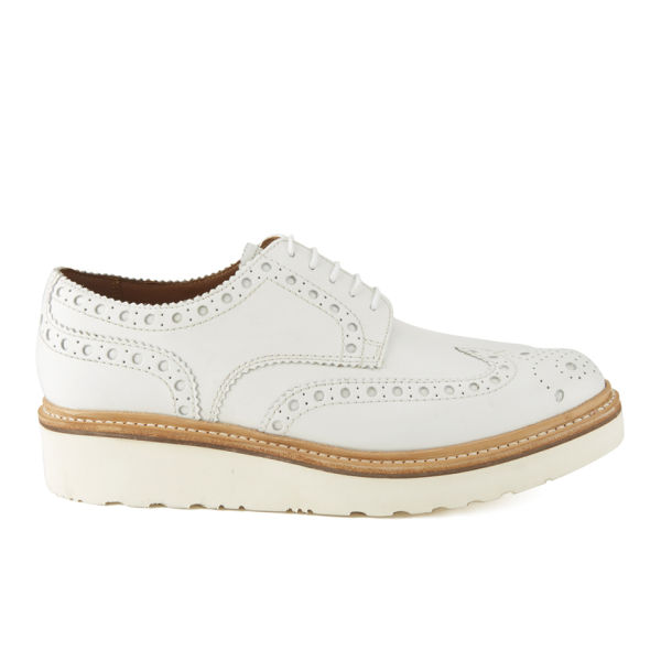 Grenson Men's Archie V Leather Brogues - White - FREE UK Delivery