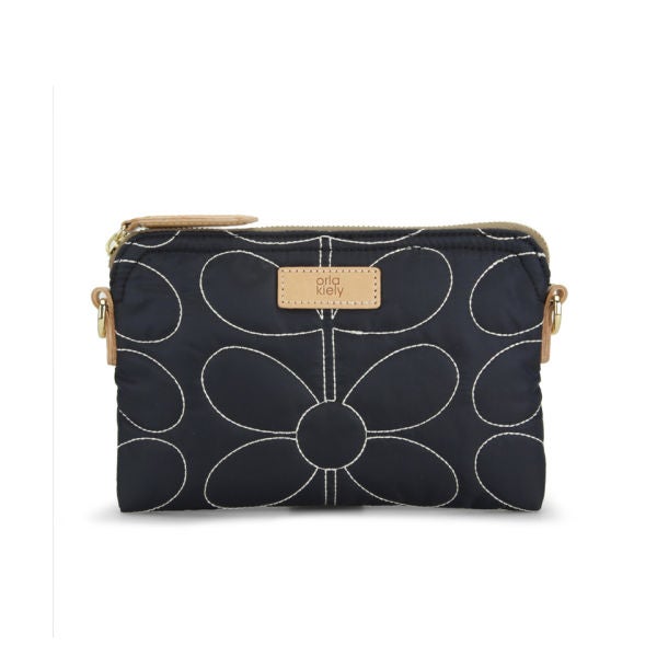 Orla Kiely Sixties Stem Quilted Nylon Cross Body Bag Navy Free UK