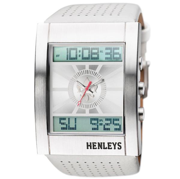 Henleys Mens LCD Dual Time Watch Silver/White Clothing Zavvi