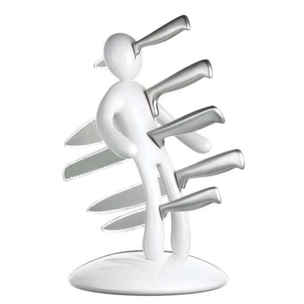 White Voodoo Knife Block with 5 Knives by Raffaele Iannello Traditional