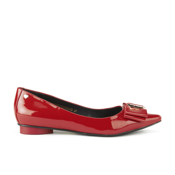 Love Moschino Women's Scarpa Bow Ballet Flats - Red - Free UK Delivery ...