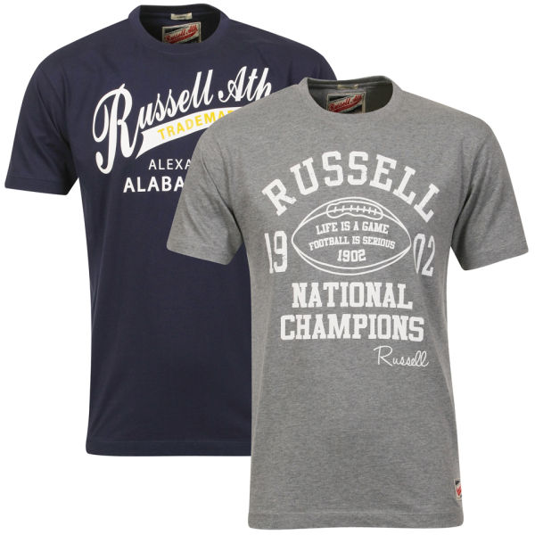 Russell Athletic Men's 2Pack Hawley & Wyles TShirt Grey/Navy Sports