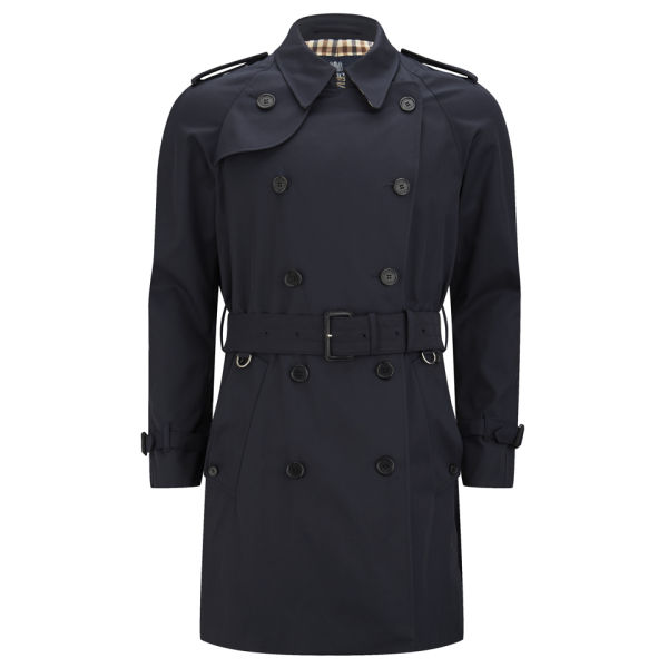 Aquascutum Men's Corby Double Breasted Trench Coat - Navy Clothing ...