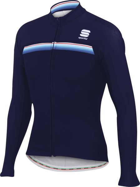 sportful bodyfit mens pro thermal jersey - blue/blue stripes