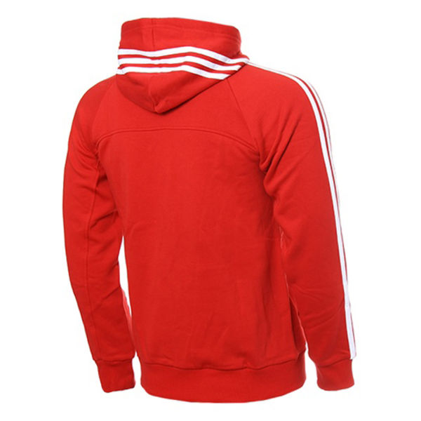 adidas Men's Essential 3 Stripe Full Zip Hoody - Red/White Sports ...