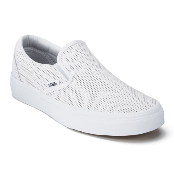 Vans Women's Classic Perforated Leather Slip-On Trainers - White - Free ...