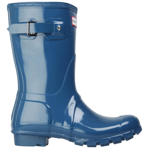 Hunter Women's Original Short Gloss Wellies Feather Blue Free UK
