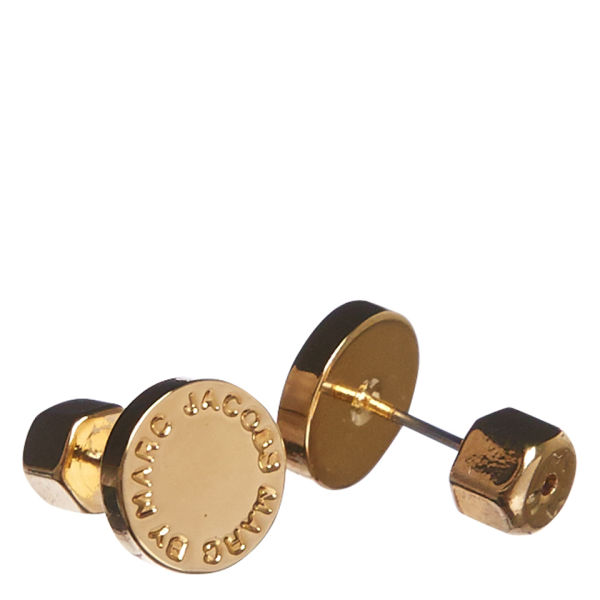 Marc By Jacobs Logo Disc Stud Earrings Oro Free Uk Delivery Marc By Jacobs Logo Disc Stud Earrings Oro Image 1