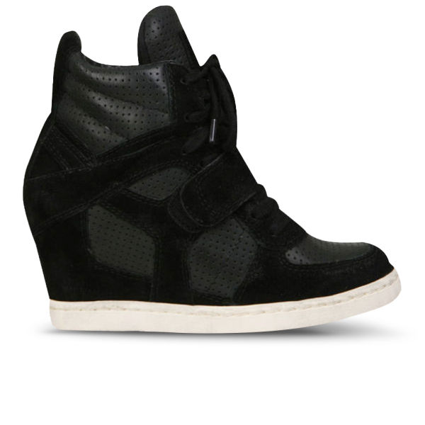 Ash Women's Cool Suede Wedged Hi-Top Trainers - Black | FREE UK ...