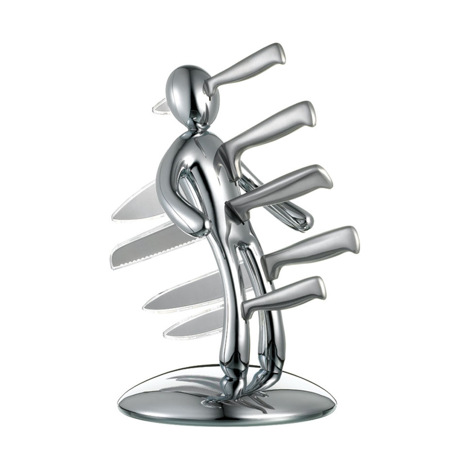 Raffaele Iannello Voodoo Knife Block With 5 Knives Chrome Homeware