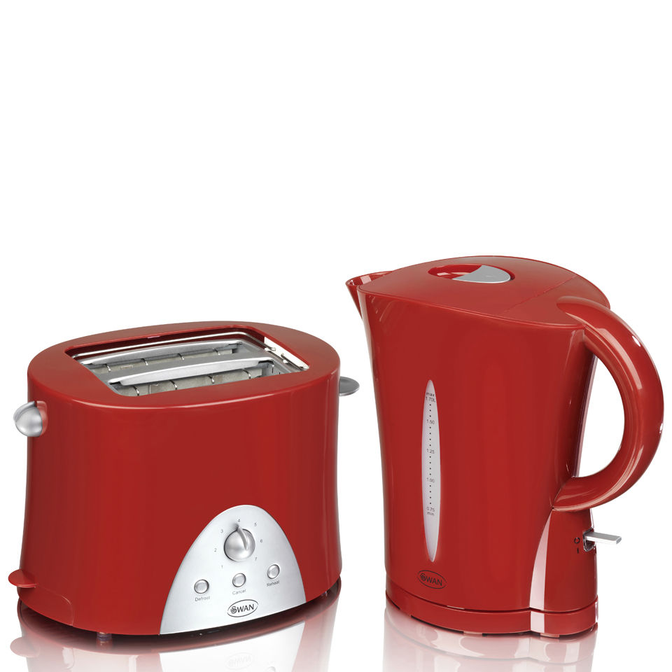 Swan Kettle and Toaster Twin Pack Red Homeware