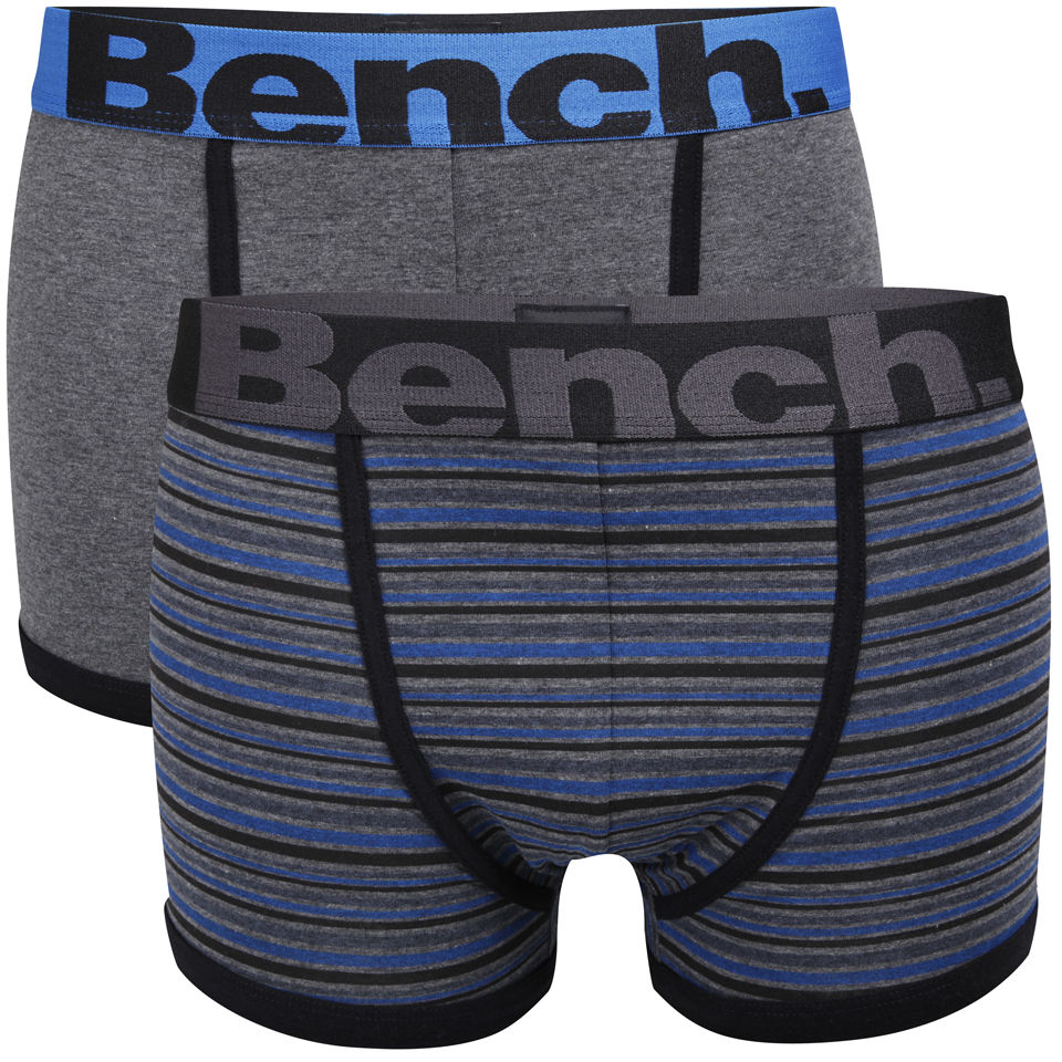 Bench Men's 2Pack Boxers With Contrast Waistband Blue Stripe/Grey
