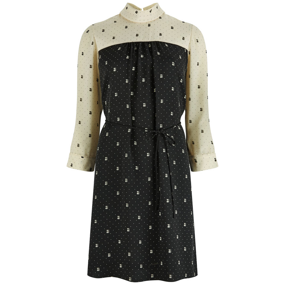 Orla Kiely Women's Ditsy Cat Print Tunic Dress Chalk Free UK
