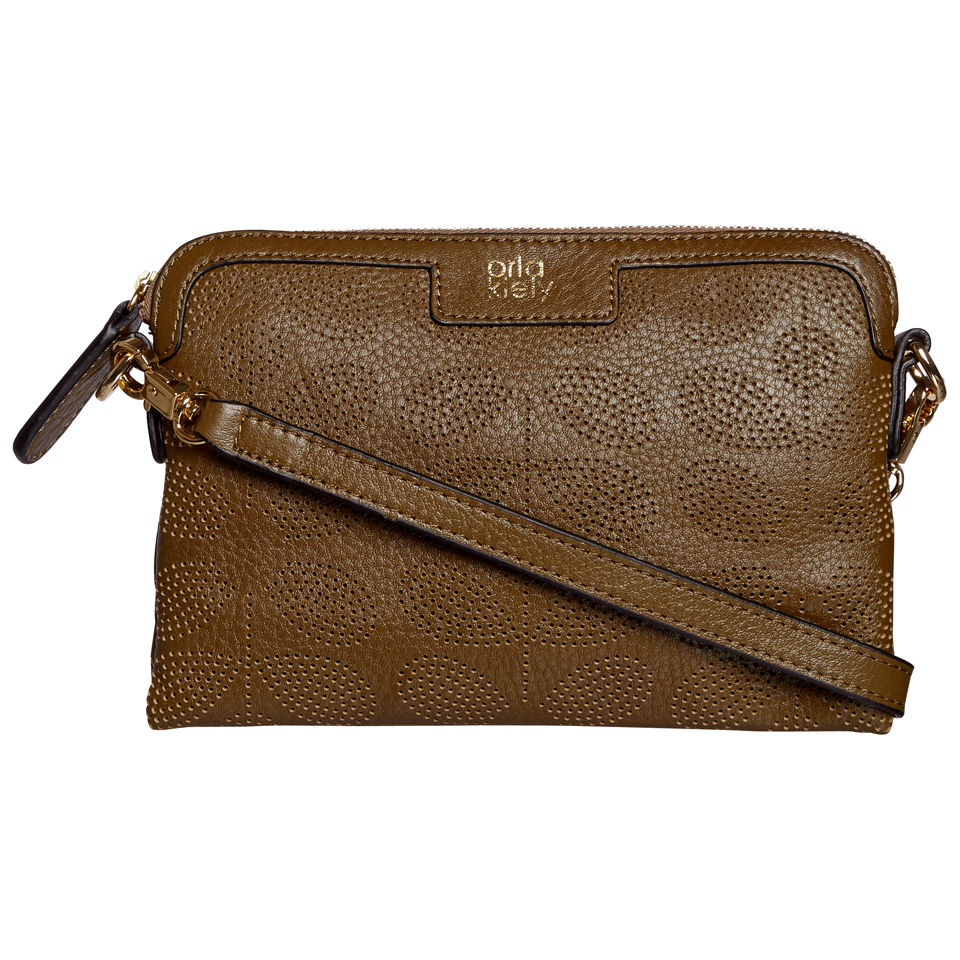 Orla Kiely Women's Sixties Stem Punched Leather Poppy Bag Olive