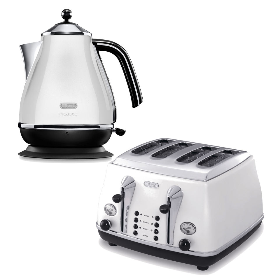 De'Longhi Micalite 4 Slice Toaster and Kettle Bundle White IWOOT UK