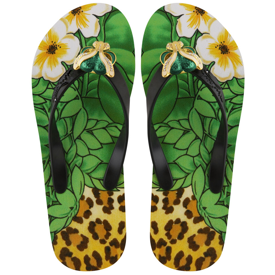 Miss Trish Women's Leopard Flip Flops Black FREE UK Delivery Allsole