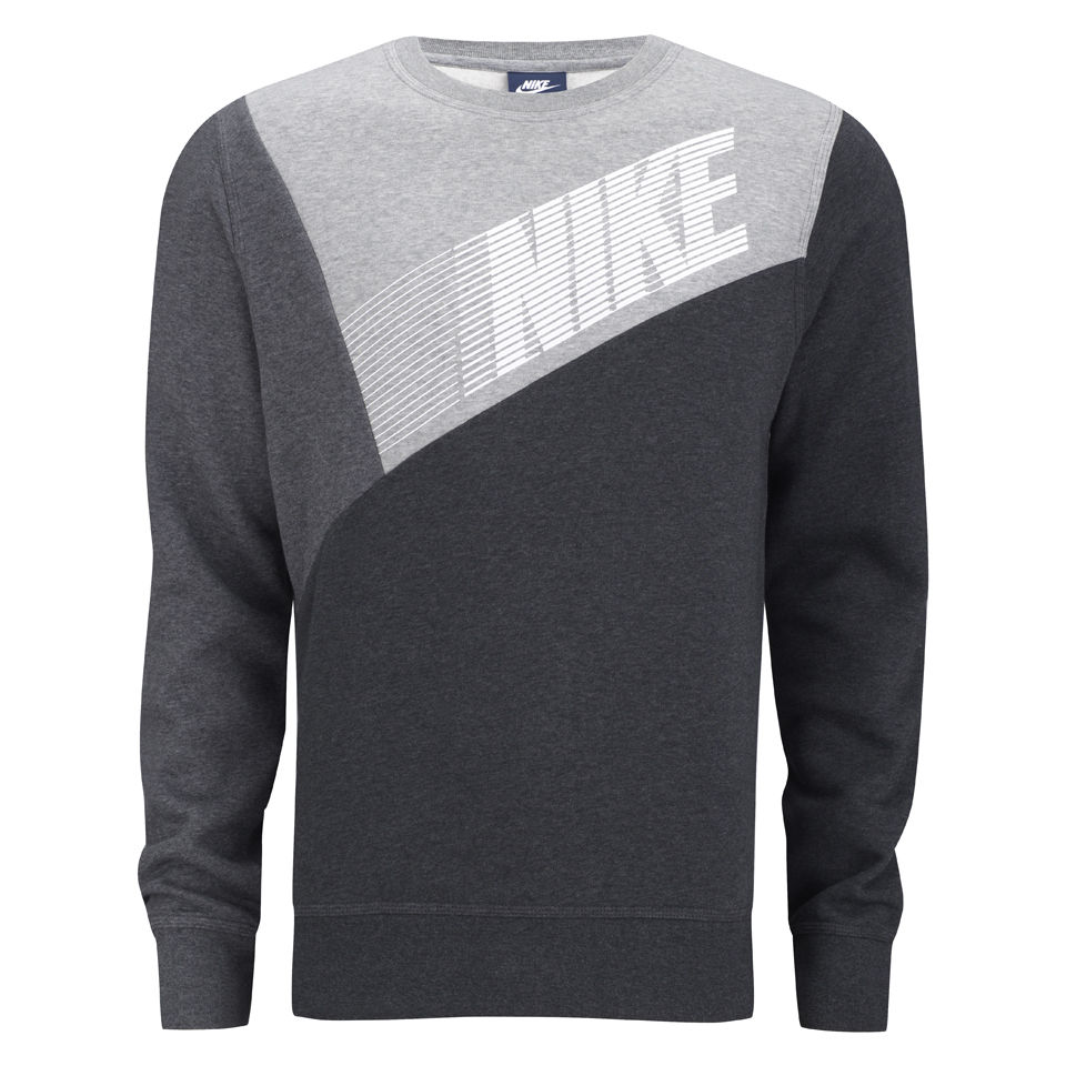 Nike Men's Club Crew Neck Colour Block Sweater - Black/Grey Sports ...