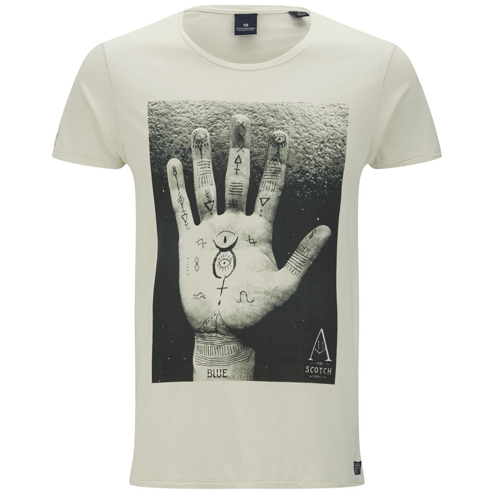 Scotch & Soda Men's Photo Print Hand T-Shirt - White - Free UK Delivery ...