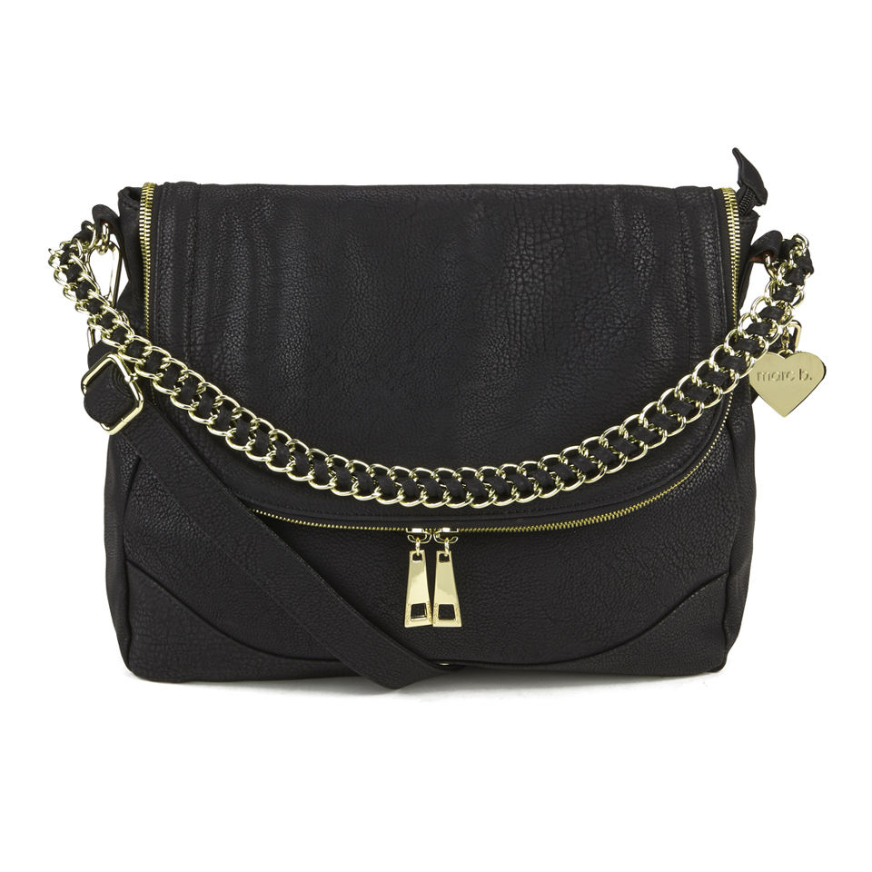 Marc B Izzy Large Double Zip Shoulder Bag Black