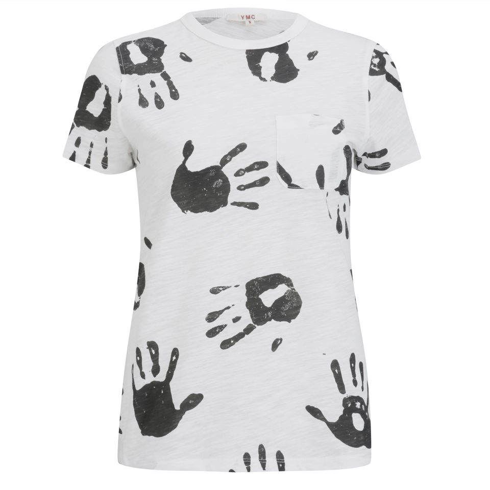 YMC Women's Hand Print T-Shirt - White/Black - Free UK ...