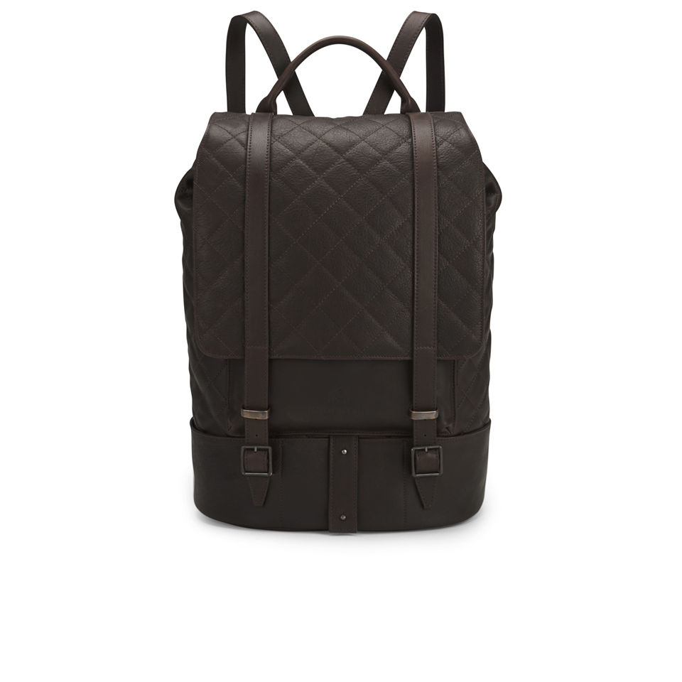 Knutsford Women's Quilted Leather Backpack Dark Brown
