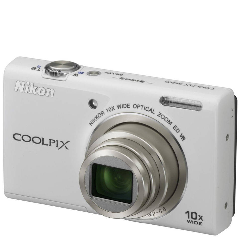 Nikon Coolpix S6200 Digital Camera White (16MP, 10x Optical Zoom) 2.7