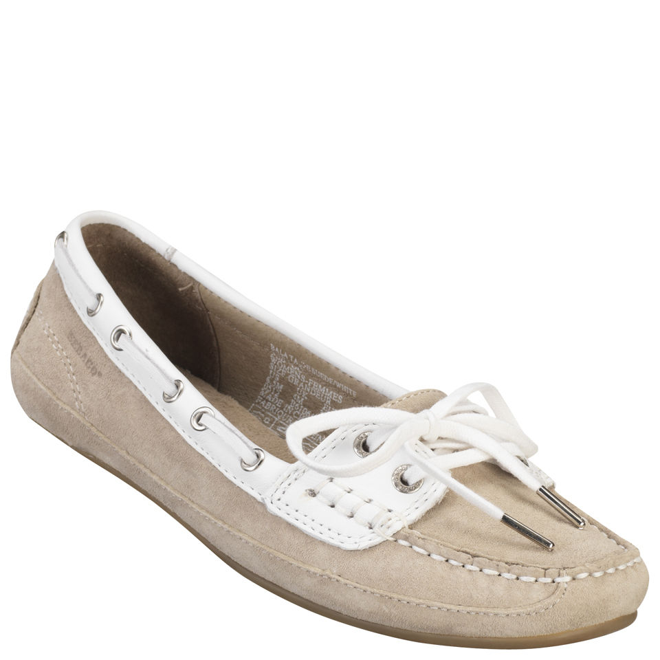 Sebago Women's Bala Boat Shoes Taupe Suede/White Free UK Delivery