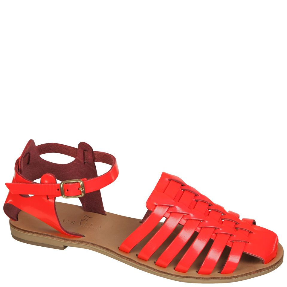 neon leather sandals