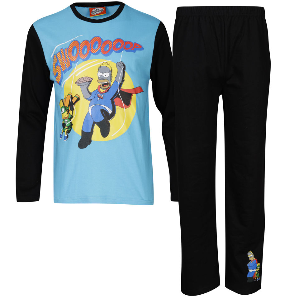 The Simpsons Boys Swoooop Pyjama Set Blue Black Iwoot Us