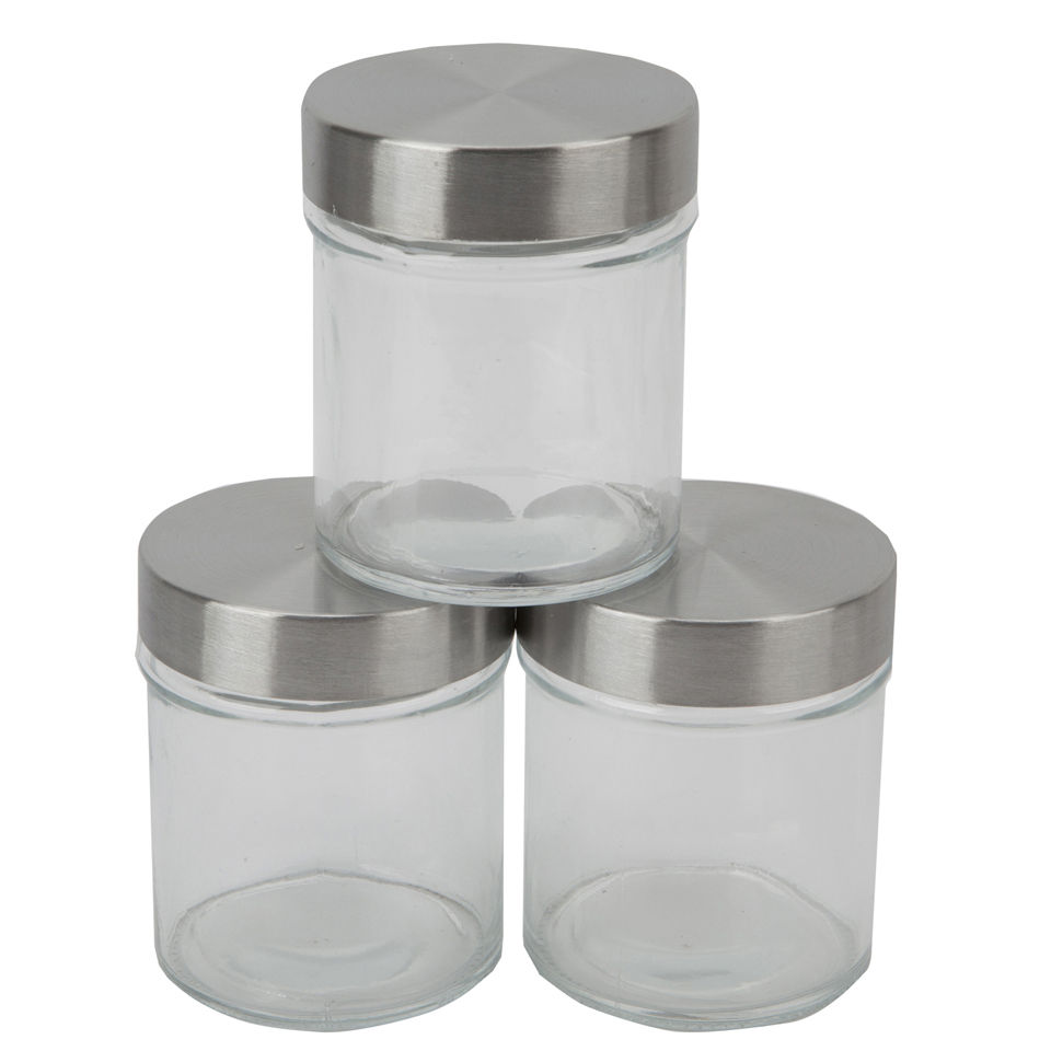 Hell's Kitchen Storage Set 3 Piece Screw Top Glass Canisters Homeware