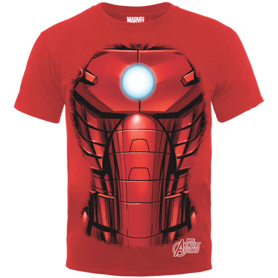 Marvel Avengers Assemble Men's T-Shirt Iron Man Chest Burst - Red ...