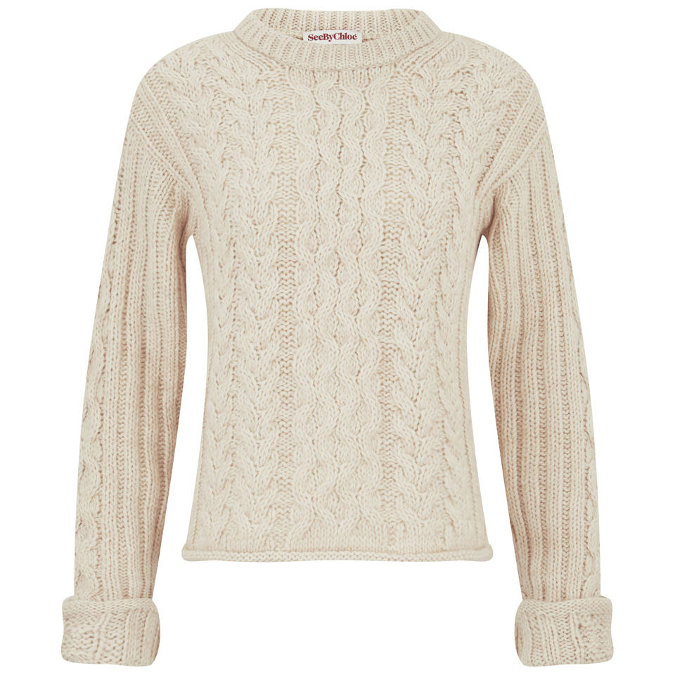 See By Chloé Women's Cable Knit Jumper - Light Pink - Free UK Delivery ...