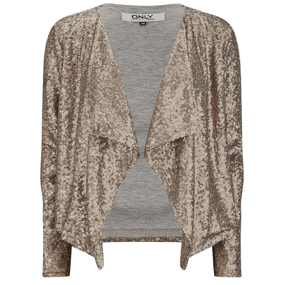 ONLY Women's Trudy Waterfall Sequin Jacket - Copper Womens Clothing ...
