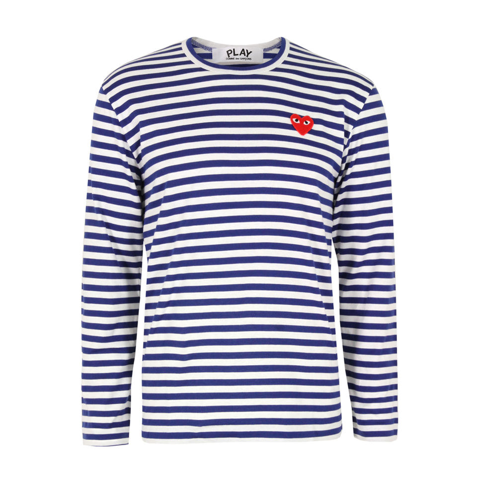 Comme des Garcons PLAY Men's T164 Stripe T-Shirt - Blue - Free UK ...