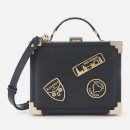 Aspinal of London Women's Mini Trunk Bag with Patches - Black