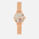 Olivia Burton Women's Marble Florals Watch - Rose Gold Mesh