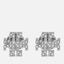 Tory Burch Women's Pave Logo Stud Earrings - Tory Silver/Crystal