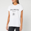 Balmain Women's Short Sleeve Glitter Logo T-Shirt - White
