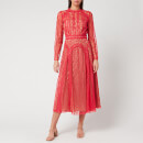 Self-Portrait Women's Hot Pink Lace Panel Midi Dress - Hot Pink