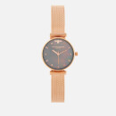 Olivia Burton Women's Queen Bee Black Mother of Pearl Mesh Watch - Rose Gold