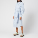 Ganni Women's Stripe Cotton Shirt Dress - Brunnera Blue