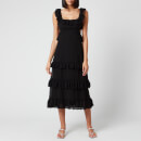 Zimmermann Women's Pleated Lace Flutter Midi Dress - Black
