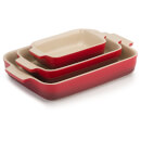 Le Creuset Stoneware 3 Piece Rectangular Dish Set - Cerise